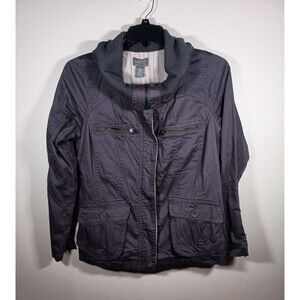 NWT Motto Lined Womens Gray Cotton Cowl Zip Snap Utility Jacket Size Small